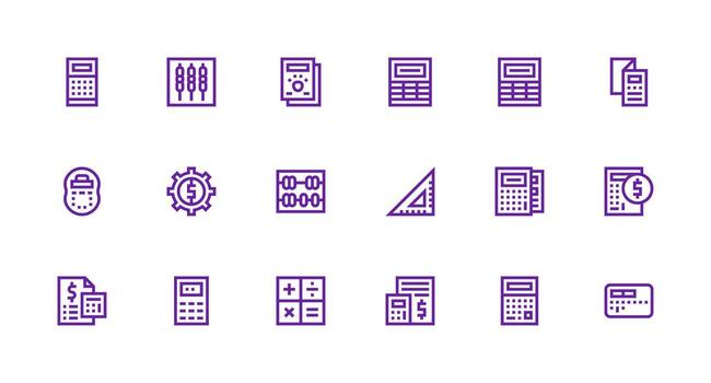 Strong Stroke Line Icons from Calculation Set with 18 Vectors General Use Icon Pack
