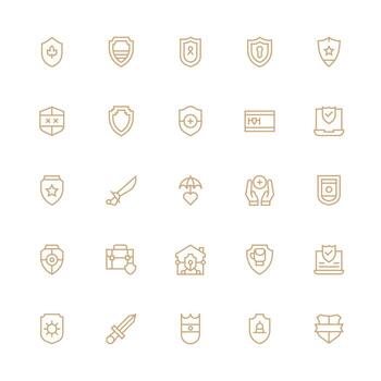 Medium Stroke Outline Style Shield Icons with 25 Vectors Scalable Icons for All Themes