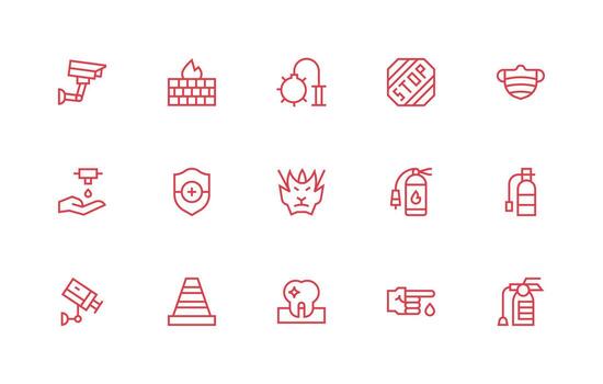 15 Regular Line Icons for Prevention Graphics Functional Icon Series vector