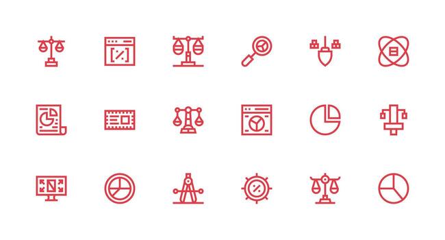 Strong Stroke Line Style Proportion Icons with 18 Vectors Clean Set for Layout Prototypes