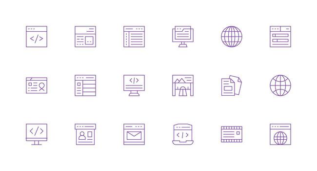 mínimo línea íconos desde web página conjunto con 18 vectores escalable íconos para todas temas