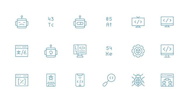 Programming including 18 Minimal Line Illustrations Fully Editable Icon Set for Web vector