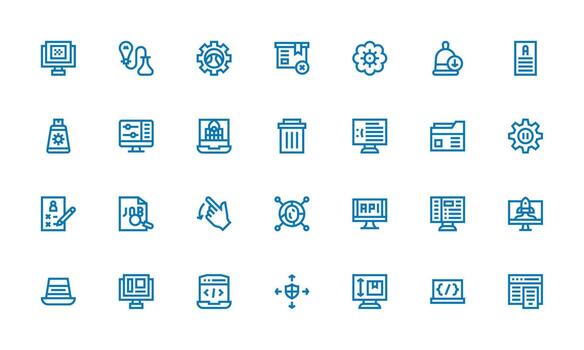 Application Set with 28 Bold Line Icons Balanced Icon Set for Functional Design vector