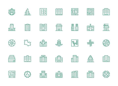 35 regular limpiar línea estilo íconos desde complejo colección icono conjunto para proyectos vector