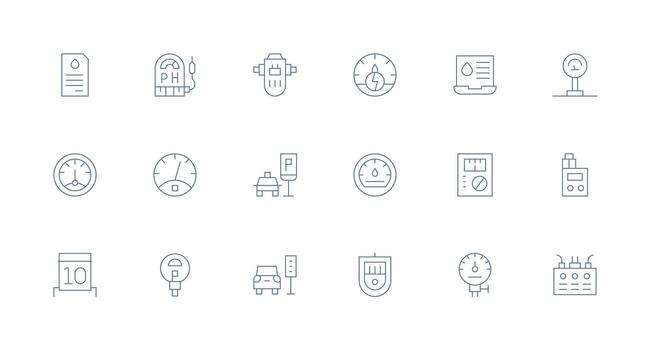 Meter Icon Set with 18 Minimal Line Graphics Neatly Designed Icons for Web Platforms vector