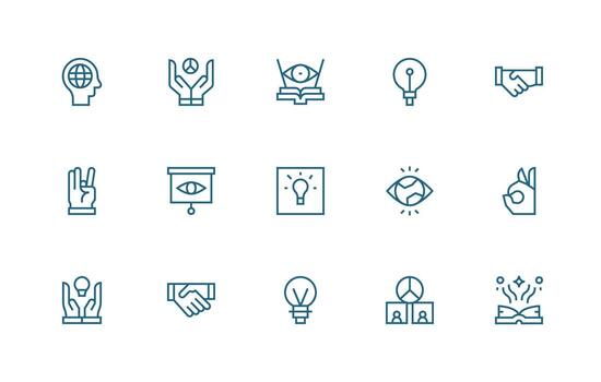 15 Regular Line Icons for Understanding Graphics Light Icon Series vector