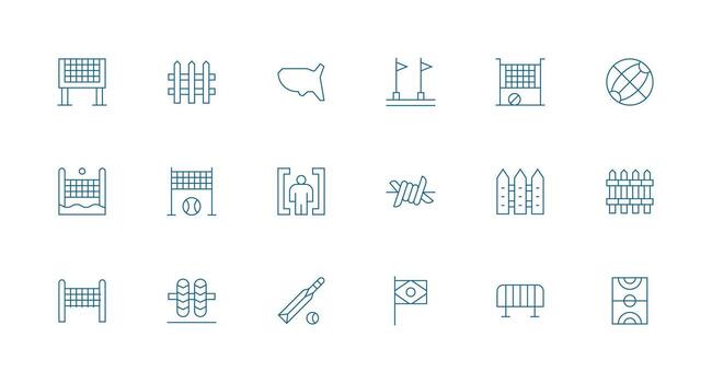 mínimo línea íconos desde Perímetro conjunto con 18 vectores mínimo icono paquete