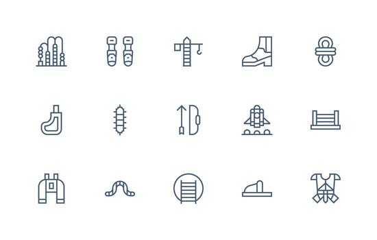 Climbing Icon Collection with 15 Regular Line Designs Icon Set for Web vector