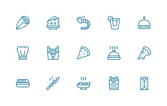 15 Regular Line Style Icons from Appetizer Collection Style Icon Set vector