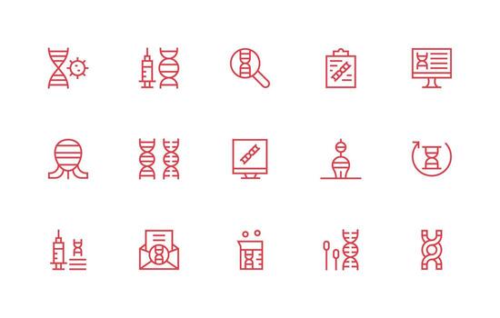 Genetic Design Icons featuring 15 in Regular Line Style Responsive Icon Set for Flexible Layouts vector