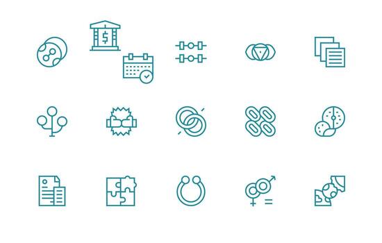 Combined featuring 15 Icons in Regular Line Design Web Icon Collection vector