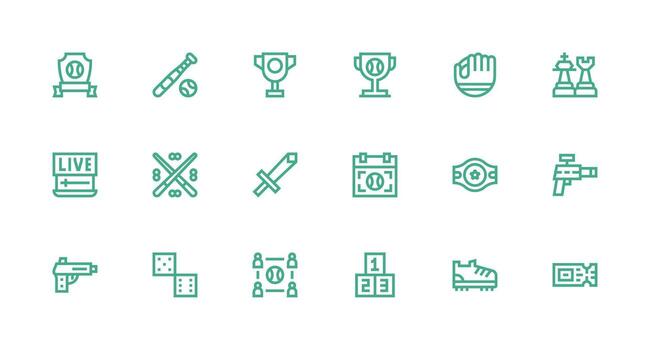 18 fuerte carrera línea vectores para juego tema sensible icono conjunto para flexible diseños