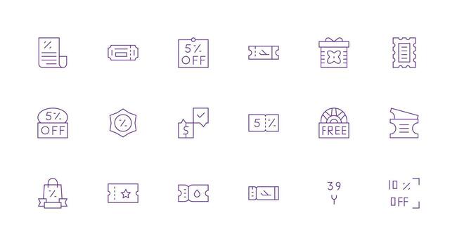Voucher including 18 Minimal Line Illustrations Balanced Icon Set for Functional Design vector