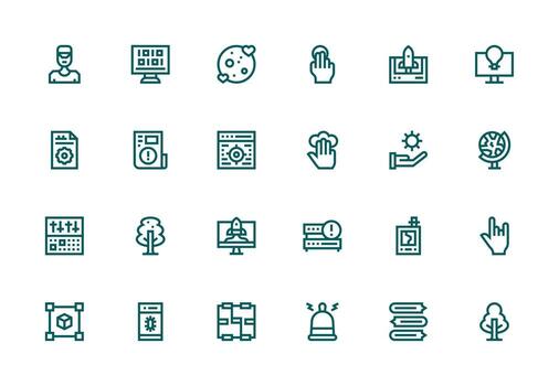 24 grueso línea línea estilo íconos desde software colección equilibrado icono conjunto para funcional diseño vector