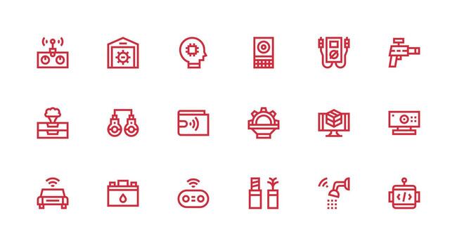 18 Icons for Tech in Strong Stroke Line Format User Interface Icons for Digital Products vector