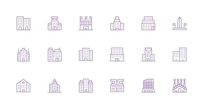 18 Minimal Line Designs for Modern Architecture Icons Neatly Designed Icons for Web Platforms vector