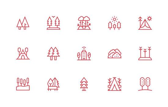arboles icono conjunto con 15 regular línea gráficos creativo icono conjunto vector