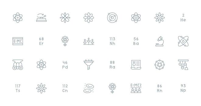 Physics including 32 Thin Line Illustrations Reusable Icon Set vector