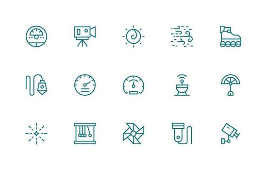 Motion Icon Collection with 15 Regular Line Designs Multi-Purpose Icon Set vector