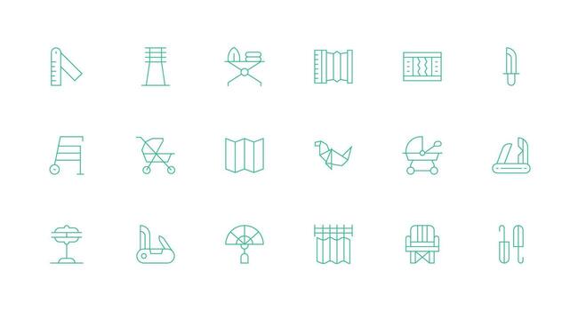 Folding Visual Pack containing 18 Minimal Line Icons Reusable Icon Set vector