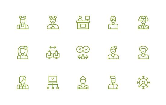 cliente visual paquete conteniendo 15 regular línea íconos flexible icono sistema para web interfaces vector