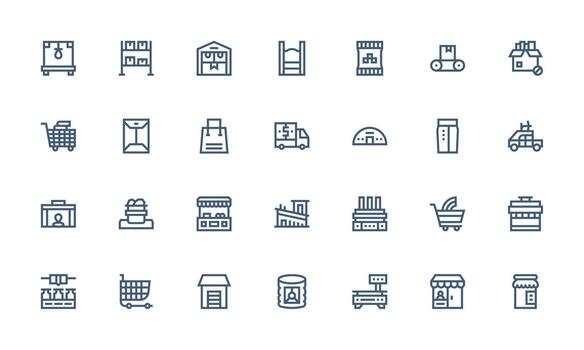 28 bienes íconos en negrita línea estético rápido acceso íconos para ui desarrollo vector