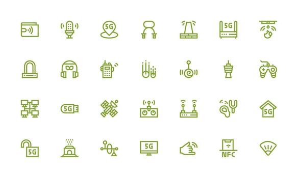 negrita línea estilo inalámbrico íconos con 28 vectores alta resolución íconos para ninguna plataforma