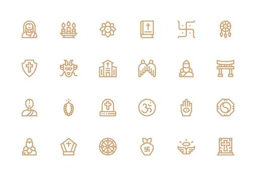 Thick Line Line Icons from Spiritual Set with 24 Vectors Core Icon Collection for Daily Tasks