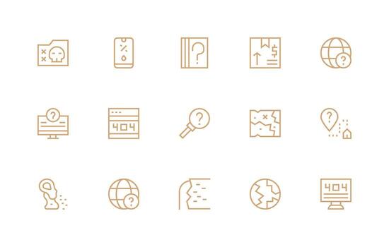 Missing featuring 15 Icons in Regular Line Design Clean Icon Pack vector