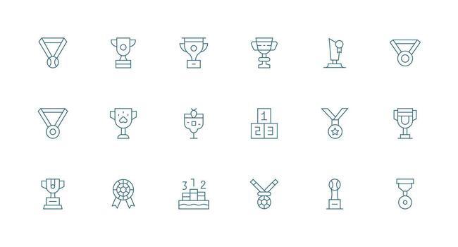 Third Place Icon Collection with 18 Minimal Line Designs Quick Access Icons for UI Development vector
