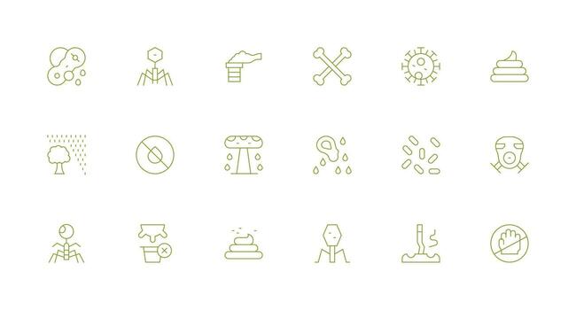 18 Icons for Contamination in Minimal Line Format Multi-Style Icons for Creative Projects vector