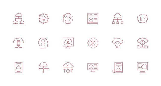 18 Minimal Line Style Icons from Cloud Computing Collection Fully Editable Icon Set for Web vector