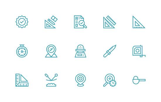 15 Accurate Icons in Regular Line Aesthetic Essential Icon Set for Teams vector