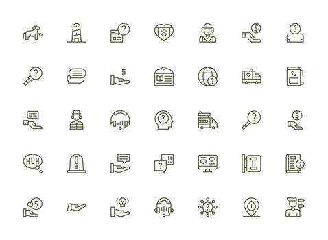 ayuda icono conjunto con 35 regular limpiar línea gráficos inteligente icono colección vector