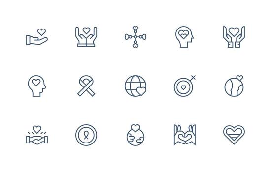 Empathy Set with 15 Regular Line Icons Core Icon Collection for Daily Tasks vector