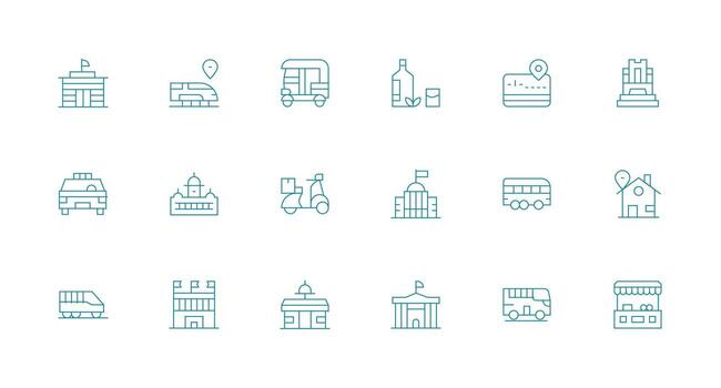 Local Icon Collection with 18 Minimal Line Designs Minimal Icon Set for Interface Projects vector