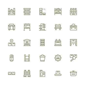 25 Logistic Icons in Medium Stroke Outline Aesthetic Clean Icon Set Icon Pack for UI Projects vector