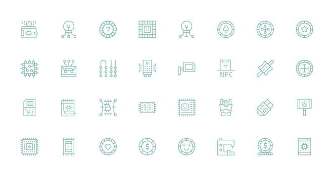 Chip Icon Collection with 32 Thin Line Designs UI-Ready Icon Collection vector