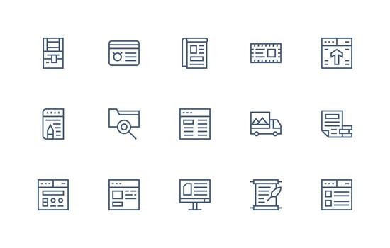 15 Icons for Content Management in Regular Line Format Interface Icons for Daily Use vector