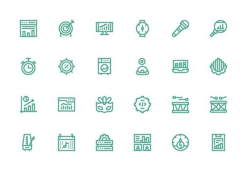 Performance Design Icons featuring 24 in Thick Line Line Style Clean Icon Collection for Web Use vector