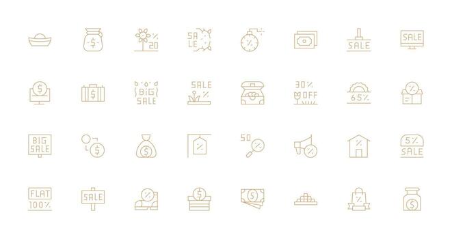 32 Thin Line Icons for Savings Graphics Core Icon Collection for Daily Tasks vector