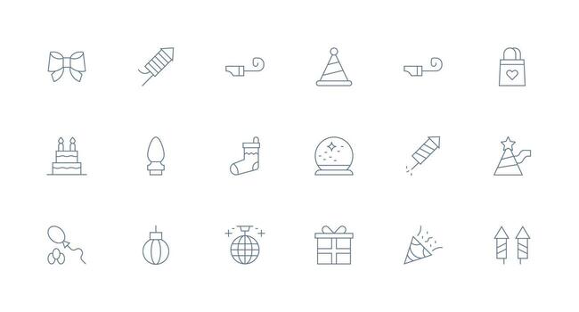 18 Minimal Line Vectors for Festive Theme High-Resolution Icons for Any Platform