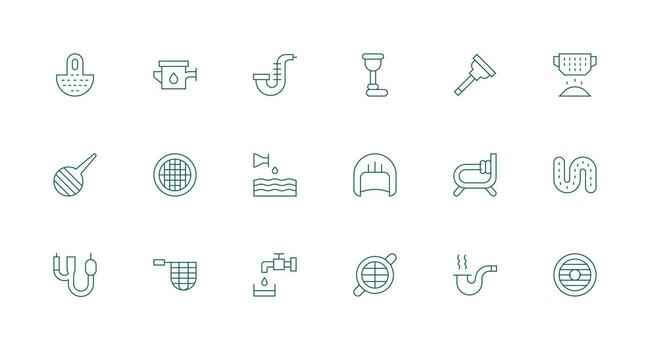 18 Icons for Drain in Minimal Line Format Outline Icon Pack vector