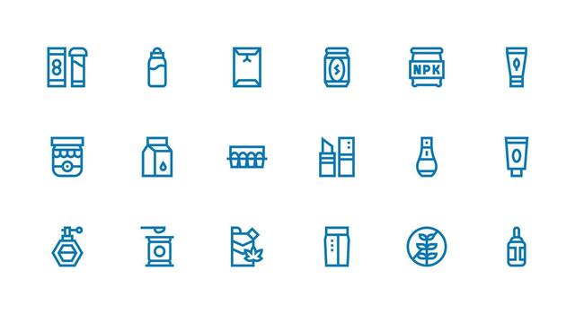 Packaging Design Icon Set with 18 Strong Stroke Line Graphics Pixel Perfect Icons for Modern Apps vector