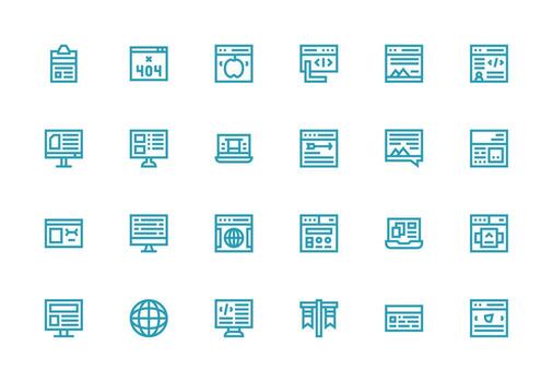 Webpage featuring 24 Icons in Thick Line Line Design Icons Built for Visual Consistency Pack vector