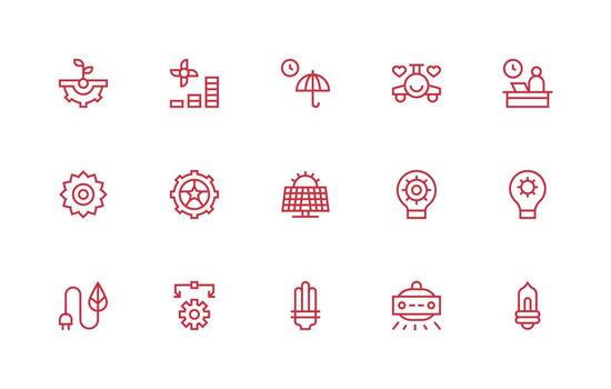 Efficient Design Icons featuring 15 in Regular Line Style Icon Pack for UI vector