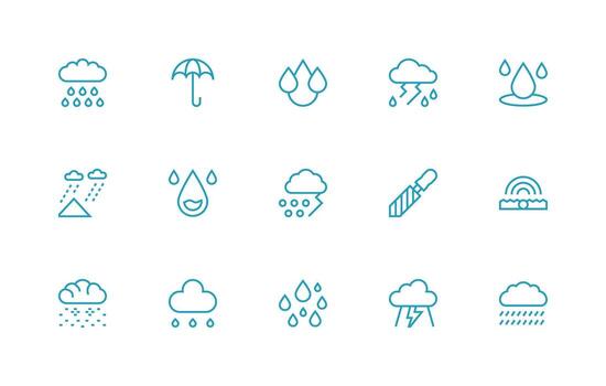 15 Regular Line Style Icons from Storm Collection Multi-Purpose Icon Pack for Templates vector