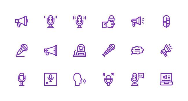 18 Strong Stroke Line Style Icons from Speech Collection Icon Set for Apps vector