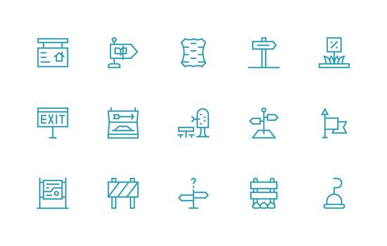 15 regular línea vectores para señalizar tema monitor icono paquete