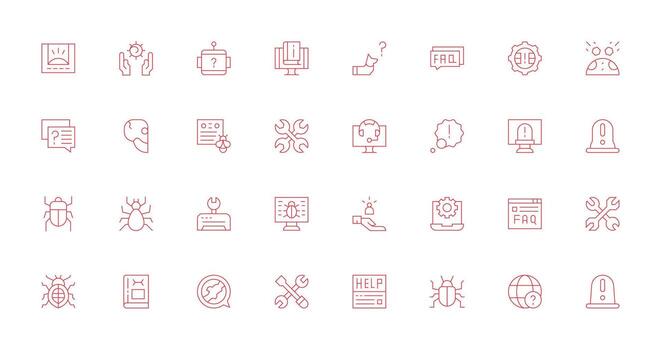 Troubleshooting Set with 32 Thin Line Icons Compact Icon Pack vector